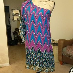 Boutique one shoulder print dress